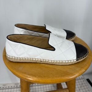 Talbots Izzy classic Quilted Soft leather Nappa Espadrille Leather Flats 8.5
